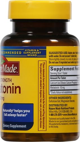 Nature Made Melatonin 10mg Maximum Strength Tablets, 100% Drug Free Sleep Aid for Adults, 70 Count, 70 Day Supply (Pack of 2)
