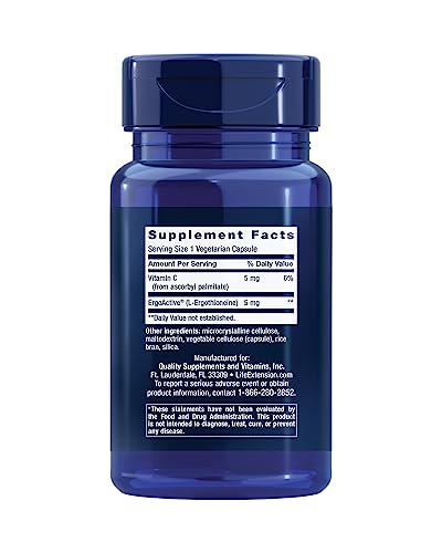 Life Extension Essential Youth L-Ergothioneine – Promotes Longevity & Healthy Aging – Gluten-Free – Non-GMO – Vegetarian – 5 mg – 30 Vegetarian Capsules