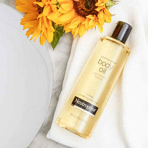 Neutrogena Body Oil Light Sesame Formula, 16 fl oz, Radiant Glow Moisturizer for Dry Skin, Bath & Shower Oil For Smooth and Hydrated Skin