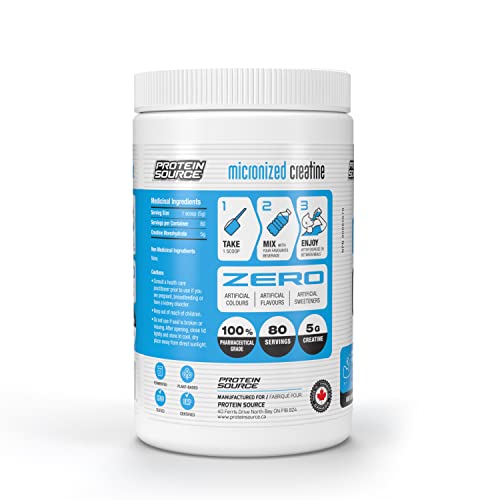 Protein Source Creatine Monohydrate Powder | Micronized 400G - Increase Strength - Reduce Fatigue - Lean Muscle Building - 100% Pure Creatine - Better Absorption - Supports Muscle Growth - Unflavored - 80 Servings