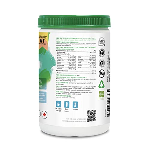 Organika Enhanced Collagen Relax Powder with Magnesium Bisglycinate and L-Theanine- Provides Calming Effect, Aids in Sleep, Sustained Energy Levels Throughout the Day- 250g
