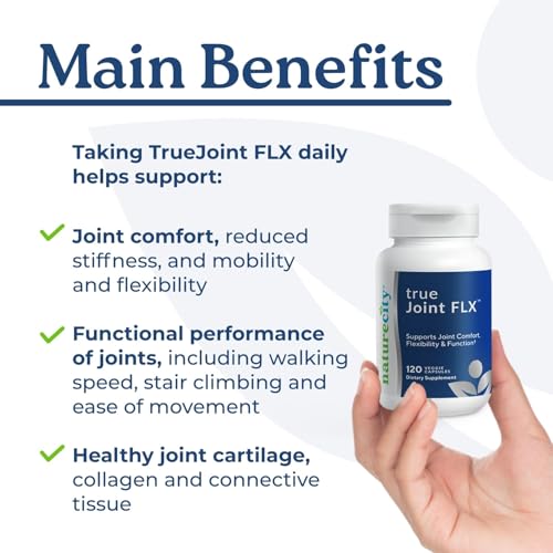 NatureCity True-Joint FLX Joint Supplement Formula (120 Capsules) | TamaFlex, NEM Eggshell Membrane, Levagen+ PEA & CuberUp | Supports Joint Comfort, Flexibility, Mobility, Function & Cartilage Health