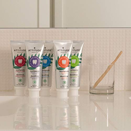 ATTITUDE Natural Toothpaste with Fluoride, Fresh Breath and Clean Mouth, Vegan and Cruelty-Free, Peppermint, 120 grams