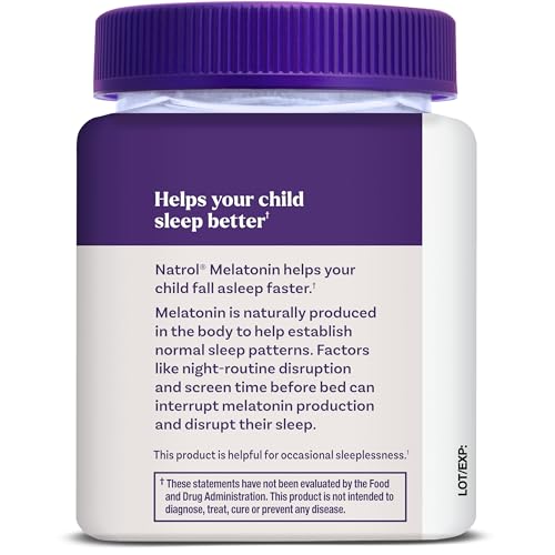 Natrol Kids Melatonin 1 mg, Dietary Supplement for Restful Sleep, Melatonin Gummies for Kids, 60 Raspberry-Flavored Gummies, Up to a 60 Day Supply