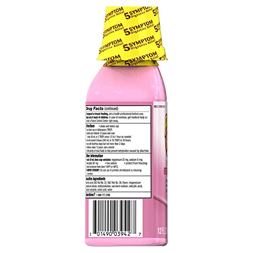 Pepto Bismol Liquid for Nausea, Heartburn, Indigestion, Upset Stomach, and Diarrhea Relief, Original Flavor 12 oz