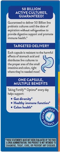 Nature's Way Fortify Optima Probiotic for Men and Women, 50 Billion Live Cultures, 6 Strains, Supports Digestive and Immune Health*, 30 Capsules (Packaging May Vary)