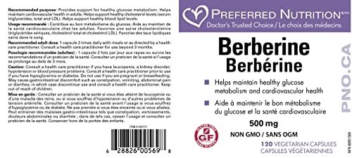 Preferred Nutrition - Berberine 500 mg - 120 Vcaps | Support Glucose Metabolism