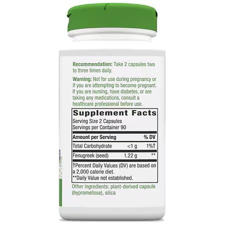 Natrue Mad Fenugreek Seed Compatible with Nature's Way, Capsules180 Ct