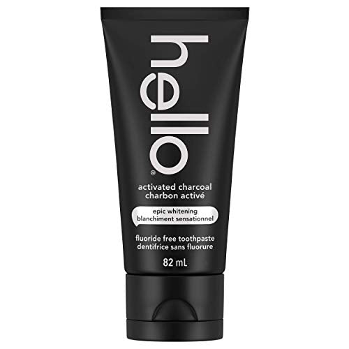 Hello Activated Charcoal Epic Teeth Whitening Fluoride Free Toothpaste, Fresh Mint and Coconut Oil, Vegan, SLS Free, Gluten Free and Peroxide Free, 82 mL
