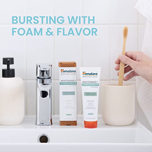 Himalaya Botanique Whitening + Hydroxyapatite Toothpaste for Whiter Teeth & Fresher Breath, Fights Plaque with Hydroxyapatite Support & Mint Flavor, Fluoride Free, SLS Free, & Vegan, 4.0 oz (113g)