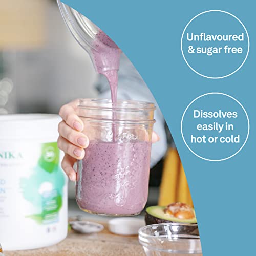 Organika Enhanced Collagen Peptides Protein Powder For Healthy Hair, Skin, Nails, Joints - Hydrolyzed For Better Absorption - Non-GMO - Unflavoured 250g