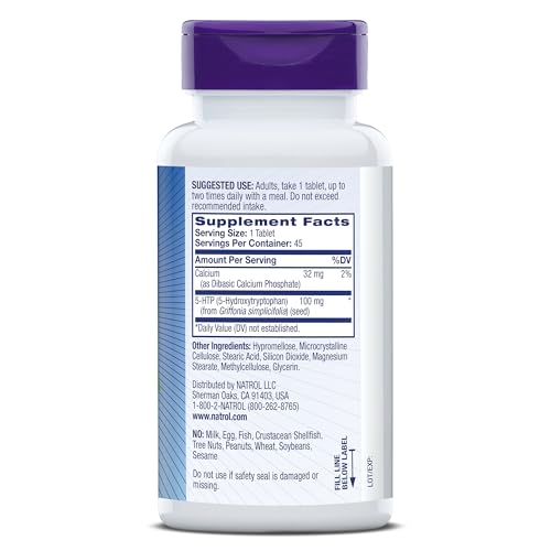 Natrol 5-HTP 100mg, Dietary Supplement Helps Support a Balanced Mood, 90 Time Release Tablets, 22-45 Day Supply