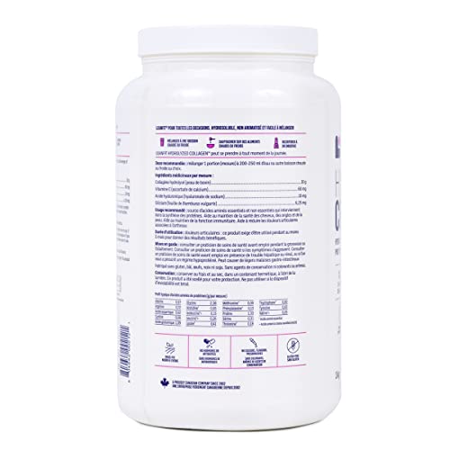 LEANFIT HYDROLYZED COLLAGEN™ Unflavoured – 10g Grass-Fed Bovine Collagen (Type I, III) + Vitamin C + Hyaluronic Acid Per Serving, 98 Servings, 1kg Tub for healthy skin, hair, bones, joints & immunity