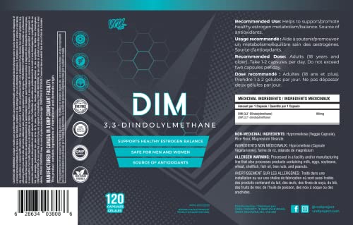 Hormone Balance & Immune Support: Natural 100mg DIM Capsules for Men & Women with Antioxidant Activity - 120 Capsules - VNDL Project