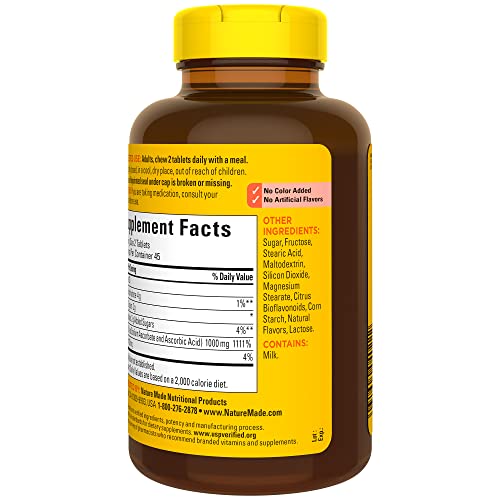 Nature Made Extra Strength Dosage Chewable Vitamin C 1000 mg per Serving, Dietary Supplement for Immune Support, 90 Tablets, 45 Day Supply (Pack of 2)