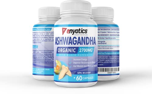 Organic Ashwagandha Root Extract - Decrease Stress & Increase Energy. Potent 2700mg (per serving) of Pure Ashwagandha Root (Withania somnifera) w/ Black Pepper