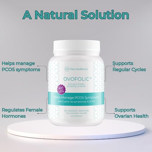 Ovofolic PCOS Supplement for Women - Boost Fertility, Hormonal Balance, and PCOS Support - Myo-Inositol, D-Chiro Inositol, Active Folate - High Potency PCOS Supplements (180 servings, 387g Jar)
