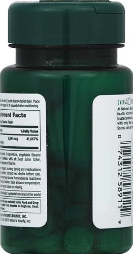 Nature's Bounty Vitamin B12 2500 mcg, Cellular Energy Support, For Energy Metabolism, Heart & Nervous System Health, 75 Quick Dissolve Tablets