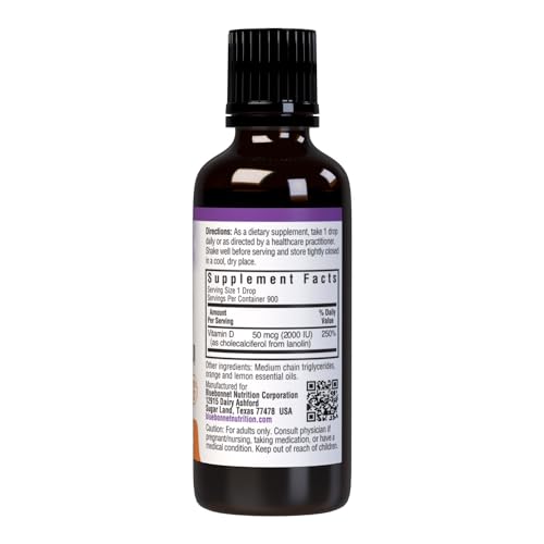 BlueBonnet Liquid Vitamin D3 Drops 2000 IU, Natural Citrus Flavor, 1 Fl Oz