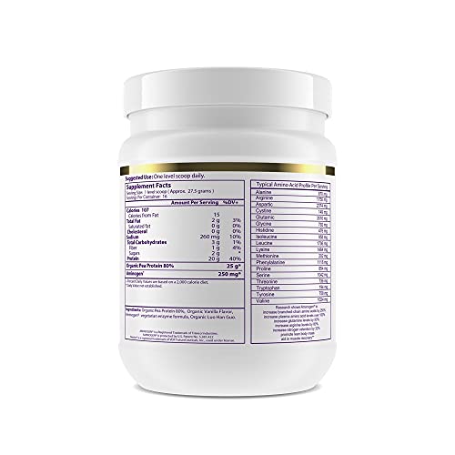 Paradise Herbs Organic Pea Protein Powder, Organic, Vanilla Flavor, Vegan, Gluten Free, Non GMO, Keto, Paleo, 15 Servings, 15.87 oz