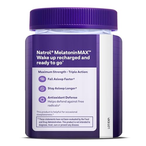 Natrol Melatonin 10mg Sleep Aid Supplement, 80 Count MelatoninMax Gummies, Blueberry Flavor, 10 mg Melatonin Gummies for Occasional Sleeplessness, 80 Day Supply