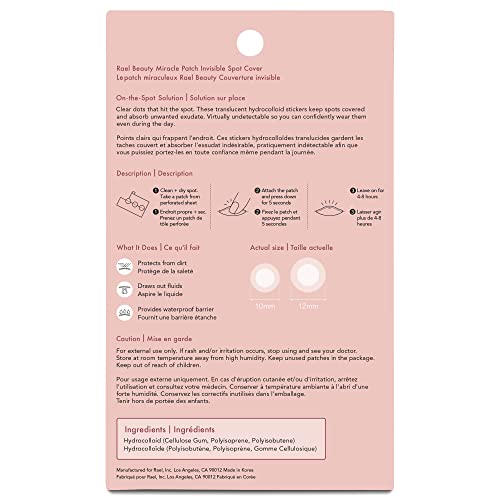 Rael Miracle Invisible Spot Cover - Absorbing Cover, Skin Care, Facial Stickers, 2 Sizes (96 Count)