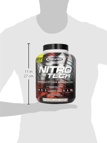 Muscletech Whey Protein Powder & Multivitamin for Immune Support - Nitro-Tech Muscle Building Formula with Whey Protein Isolate & Peptides, 30g Protein, 3g Creatine, 6.8g BCAAs, and Platinum Multivitamin with 18 Vitamins & Minerals