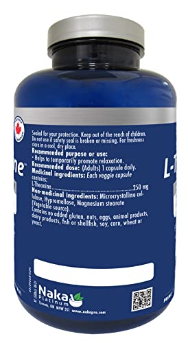 Naka Platinum PRO L-Theanine 250 mg Promotes Relaxation BONUS SIZE 150 Veggie Caps (120+30 FREE)