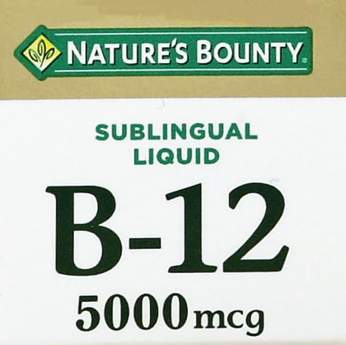 Nature's Bounty Vitamin B12 5000 Mcg Sublingual Liquid, Cardiovascular Health & Cellular Energy Support, 2 Fl Oz (1 Count) (Pack of 2)