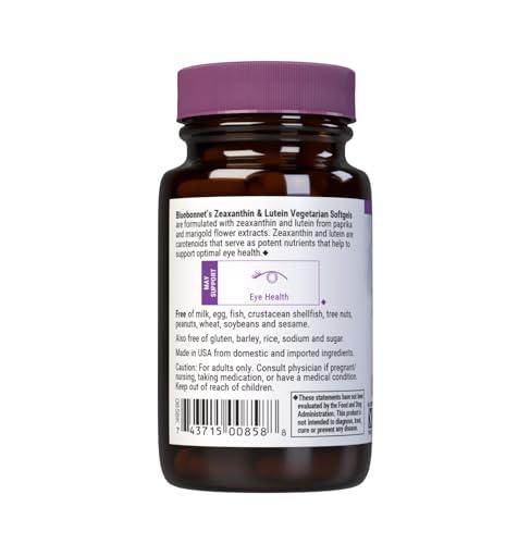 Pre-Order | Arrives in 5–10 Days – Bluebonnet Nutrition Zeaxanthin Plus Lutein Softgel & from Marigold and Paprika, Eye Health & Blue Light Exposure, Gluten, Soy & Milk Free, White, 30 Count