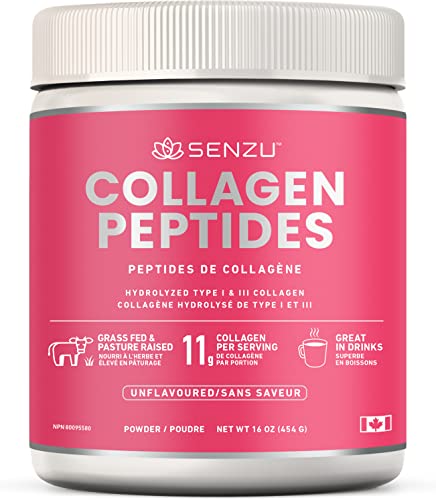Premium Collagen Peptides Protein Powder For Healthy Hair, Skin, Nails, Joints - Hydrolyzed For Better Absorption | Made in Canada, Grass Fed, Keto, Kosher & Halal Certified - Non GMO, Gluten Free (454g / 16 oz)