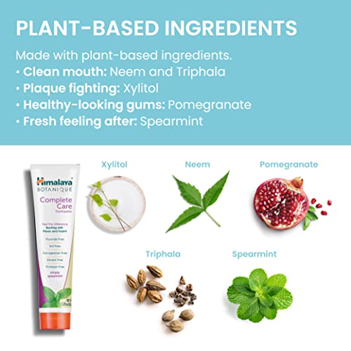 Himalaya Complete Care Toothpaste - Simply Spearmint,Natural, Fluoride-Free & SLS Free (4 PACK)