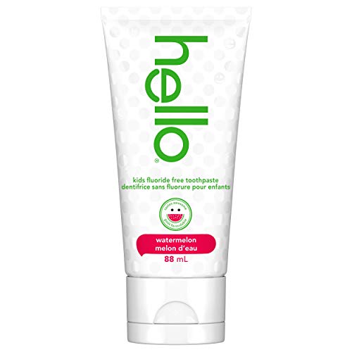 Hello Natural Watermelon Flavour Kids Fluoride Free Toothpaste, Vegan, SLS Free, Gluten Free, Safe to Swallow for Baby and Toddlers, 88 mL