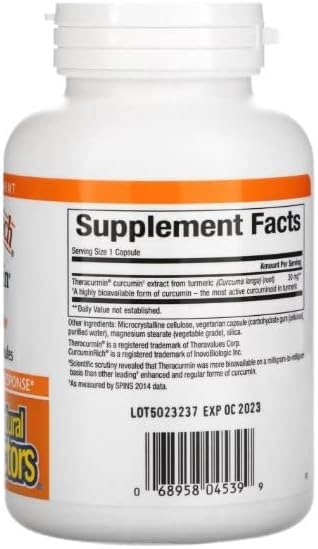 Natural Factors CurcuminRich Double Strength Theracurmin, 60 mg, Formulated for Superior Absorption, 120 Vegetarian Capsules