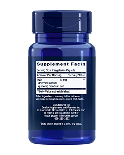 Life Extension PQQ Caps – Pyrroloquinoline Quinone, 10 mg – Promotes The Growth of New Mitochondria, ATP, Energy Support – Gluten-Free, Non-GMO, Vegetarian – 30 Capsules