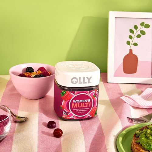 OLLY Women's Multivitamin Gummy, Vitamins A, D, C, E, Biotin, Folic Acid, Adult Chewable Vitamin, Berry Flavor, 45 Day Supply - 90 Count