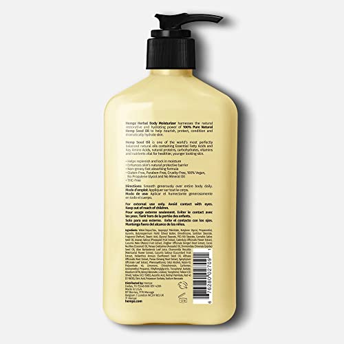 Hempz Sweet Pineapple & Honey Melon Moisturizing Skin Lotion, Natural Hemp Seed Herbal Body Moisturizer with Jojoba, Natural Extracts, Vitamin A and E, 17 oz