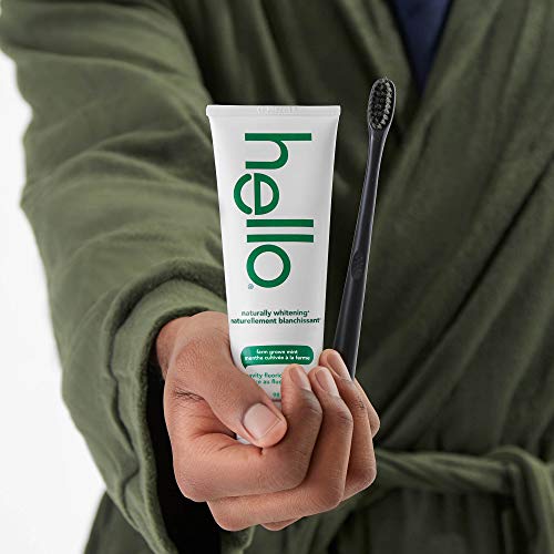 Hello Naturally Whitening Fluoride Toothpaste, Farm Grown Mint, Vegan, SLS Free, Gluten Free and Peroxide Free, 98 mL