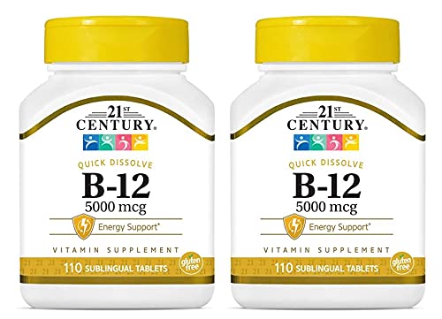 21st Century B 12 5000 Mcg Sublingual Tablets, 2 Count