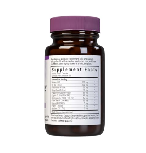 Bluebonnet Nutrition Power-Zymes, Protein Digestive Support*, Soy-Free, Gluten-Free, Dairy-Free, 60 Vegetable Capsules, 60 Servings
