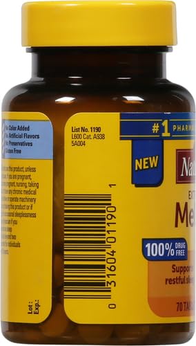 Nature Made Melatonin 10mg Maximum Strength Tablets, 100% Drug Free Sleep Aid for Adults, 70 Count, 70 Day Supply (Pack of 2)