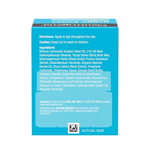 Neutrogena Hydro Boost Hyaluronic Acid, Unscented Lip Balm Leaves Lips Feeling Hydrated, Sheer Ice Nude Lip Balm with a Sweet Sugar Flavor, Fragrance Free, 0.5 oz