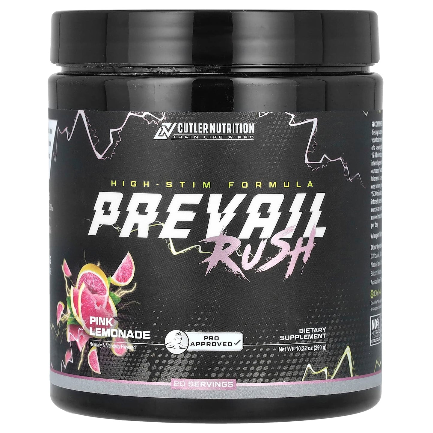Pre-Order | Arrives in 5–10 Days – Cutler Nutrition
Prevail Rush, High-Stim Formula, Pink Lemonade, 10.22 oz (290 g)