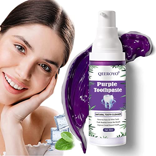 Purple Toothpaste, Teeth Whitening Sensitive Teeth Toothpaste, Purple Teeth Whitening, Tooth Stain Removal, Deeply Cleaning Gums, Stain Removal, Brightness &Reduce Yellowin, 30ml
