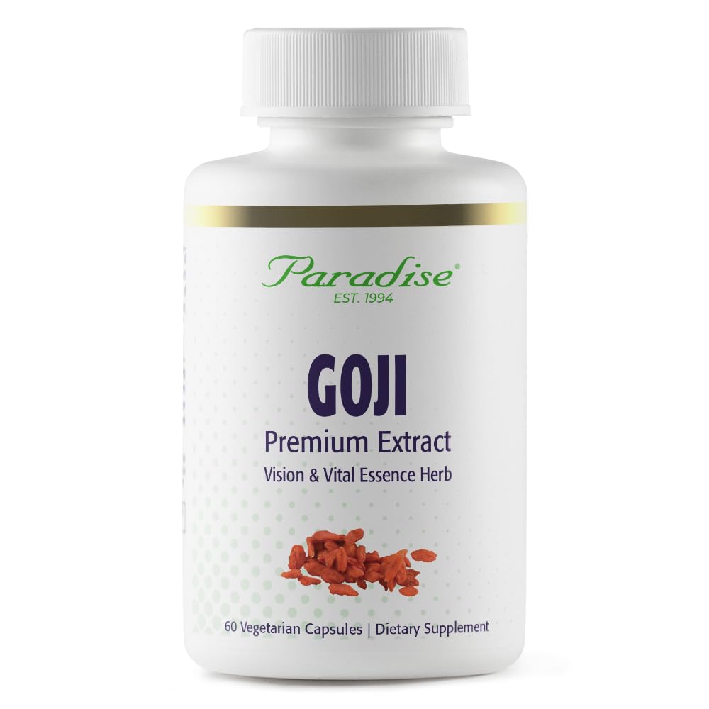 Paradise Herbs Goji Extract, Vital Essence Herb, Skin, Eyes, Body Support, Vegan, Gluten Free, Non GMO, 60 Count Vegetarian Capsules