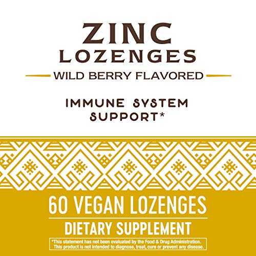 Nature's Way Zinc Lozenges with Vitamin C & Echinacea, Immune Support*, Wild Berry Flavored, 60 Lozenges (Pack of 2)