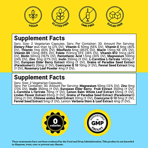 Pre-Order | Arrives in 5–10 Days – ColonBroom Day & Night Burner Supplements, Pills for Women/Men with Inulin, L-carnitine, Coenzyme Q 10, Grain of Paradise and More, 60 Vegan Capsules Per Container