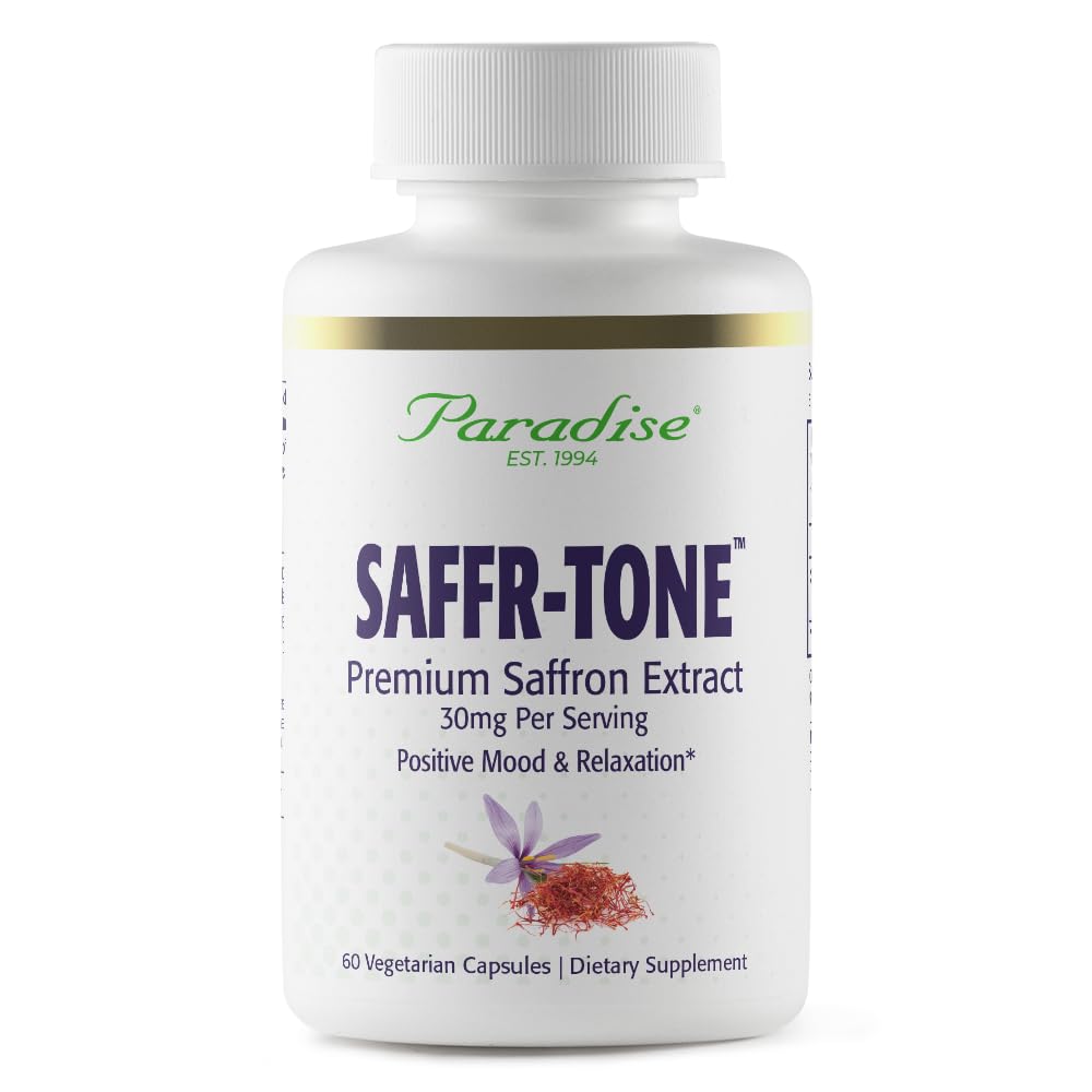 Paradise Herbs Saffr-Tone, Saffron Extract, Active Whole Spectrum Extract, Super Potent, Ultra Pure, Vegan, Non-GMO, Gluten Free, 60 Vegetarian Capsules