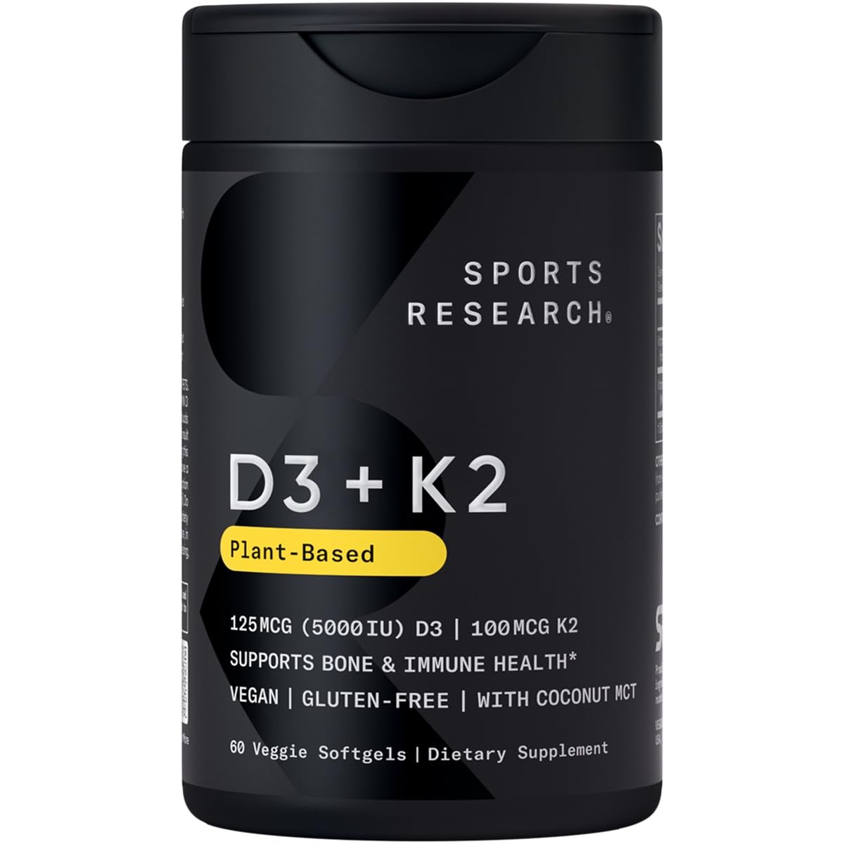 Sports Research Triple Strength Omega 3 Fish Oil 1250mg EPA & DHA from Wild Alaska Pollock Burpless Supplement Sustainably Sourced and Vitamin D3 K2 with Coconut Oil Plant Based Vegan Certified